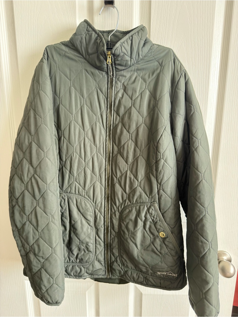 Eddie Bauer Olive Green Diamond Quilted Jacket Women’s Medium
